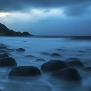 Round stones on the beach of Utakleiv Round stones on the beach of Utakleiv