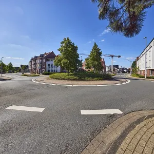 Roundabout, sidewalk, lantern, general architecture