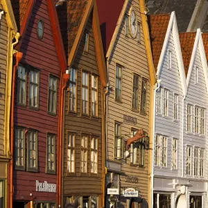 Row of houses, Tyske Bryggen in the evening light Row of houses, Tyske Bryggen in the evening light