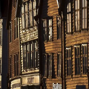 Row of houses, Tyske Bryggen in the evening light