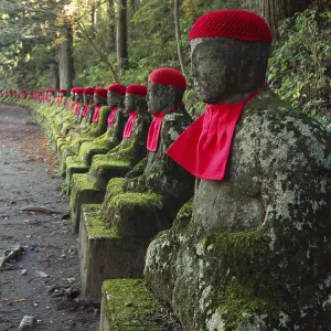 Row of Japanese Jizo in Nikko, Japan