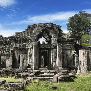 Ruins of Preah Khan Temple in Angkor Print