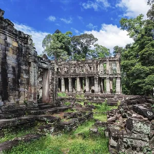 Ruins of Preah Khan Temple in Angkor Print