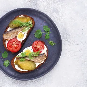 Sandwiches on Rye Bread with Sprats Print Sandwiches on Rye Bread with Sprats Print