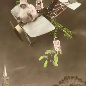 Santa in a plane with presents Santa in a plane with presents