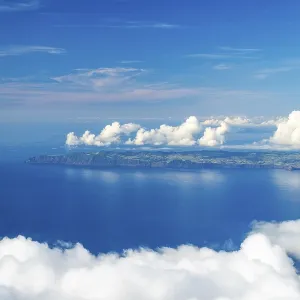 Sao Jorge Island and Clouds on Sunny Day Sao Jorge Island and Clouds on Sunny Day