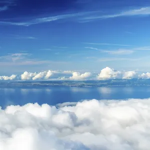 Sao Jorge Island and Clouds on Sunny Day Sao Jorge Island and Clouds on Sunny Day