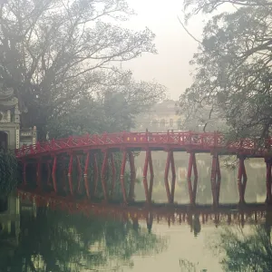 Scanned slide of a historical colour photograph of a scene at the Lake of the Returned Sword in Hanoi Scanned slide of a historical colour photograph of a scene at the Lake of the Returned Sword in Hanoi