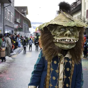 Scary monster mask at the carnival parade in Malters