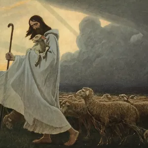 Scene from the biblical story, The Good Shepherd