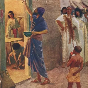 Scene from the biblical story, Passover was introduced by God in the Bible