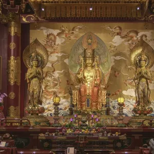 Scenery inside of a buddha temple seen in in Singapore Scenery inside of a buddha temple seen in in Singapore