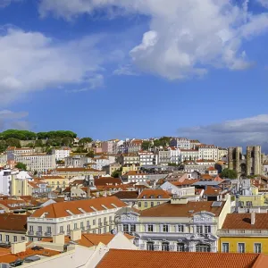 Scenic panoramic view of Lisbon historic Alfama district