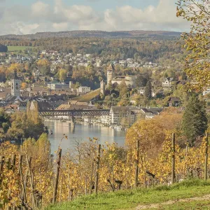 Schaffhausen with Munot Fortress and St Schaffhausen with Munot Fortress and St