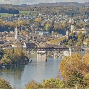 Schaffhausen with Munot Fortress and St Schaffhausen with Munot Fortress and St