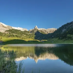 Schottmalhorn reflected in lake Funtensee at sunset