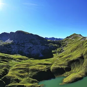 The Schrecksee is a small high-mountain lake with an impressive panorama The Schrecksee is a small high-mountain lake with an impressive panorama
