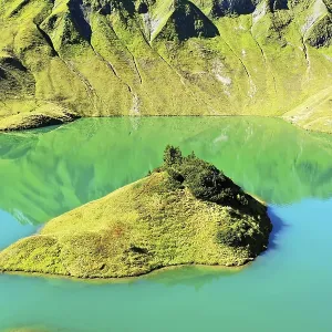 The Schrecksee is a small high-mountain lake with an impressive panorama The Schrecksee is a small high-mountain lake with an impressive panorama