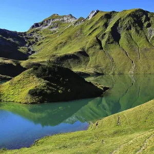 The Schrecksee is a small high-mountain lake with an impressive panorama