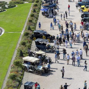 Schwetzingen Palace Park with classic cars