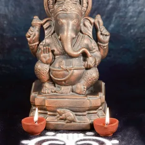 Sculpture of ganesh with oil lamp, India Sculpture of ganesh with oil lamp, India