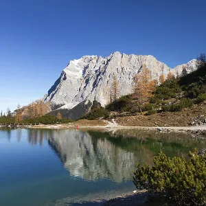 Seebensee with Zugspitze and Wetterstein Mountains in autumn Seebensee with Zugspitze and Wetterstein Mountains in autumn