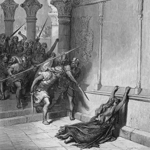 They seize Athaliah, bring her out of the temple and kill her on the way