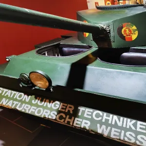 Self-made children's tank based on a Trabi as a toy