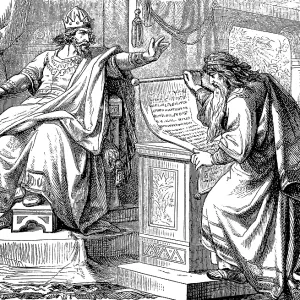 Shaphan the Scribe reads out the found legal role to the pious King Josiah (639-609 BC)