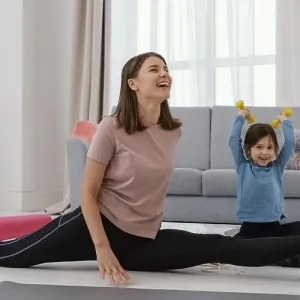 Full shot girl mother training Full shot girl mother training