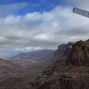 Signpost to the North Star, view of the mountains in the Parque Natural de Pilancones