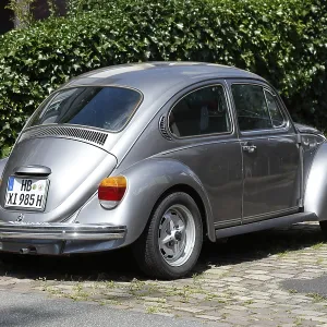 Silver VW Beetle Print: Rear View in Bremen, Germany Silver VW Beetle Print: Rear View in Bremen, Germany