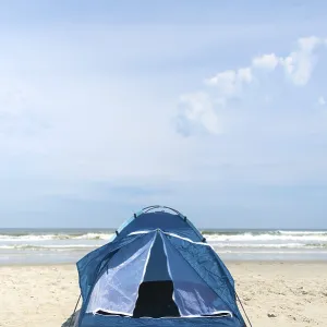 Single tent for camping in shelter at the beach