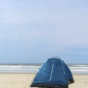Single tent for camping in shelter at the beach