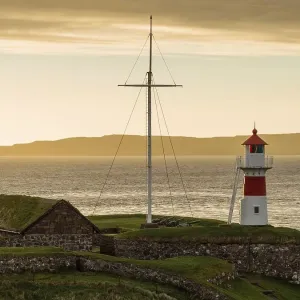 Skansin lighthouse at sunrise, historical fortress