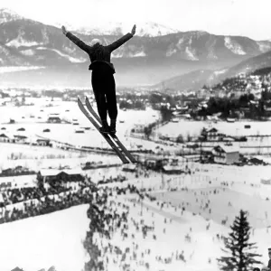 Ski jumper, historic photgraph, around 1937