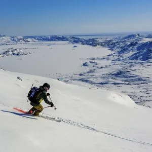 Ski mountaineers on the descent