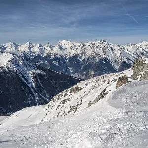 Ski slope near the mountain Greppon Blanc in Switzerland