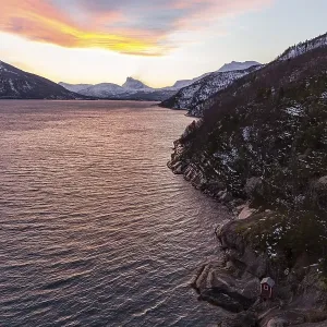 Skjomen Fjord, Lappviktinden Mountain behind Skjomen Fjord, Lappviktinden Mountain behind