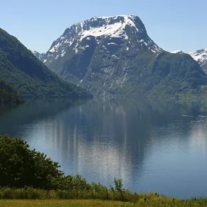 Skjorta peak and lake Breimsvatnet Skjorta peak and lake Breimsvatnet