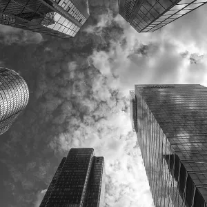 Skyscrapers in the modern high-rise La Defense district Skyscrapers in the modern high-rise La Defense district