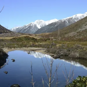 Small alpine lake at Arthur's Pass in the Southern Alps