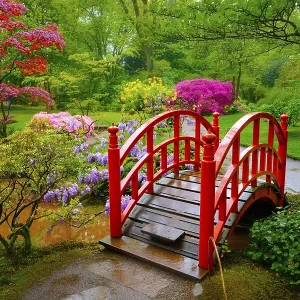 Small bridge in Japanese garden Small bridge in Japanese garden