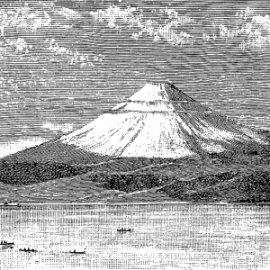The snow-capped volcano Fuji (3776m) highest mountain in Japan The snow-capped volcano Fuji (3776m) highest mountain in Japan
