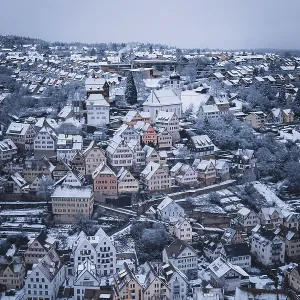 Snow-covered Altensteig, Germany Print