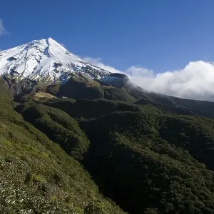 Snow-covered Mount Egmont volcano