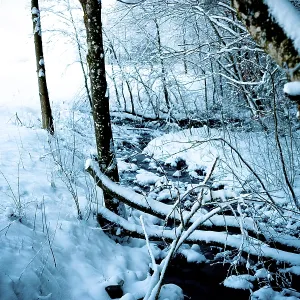 Snow-covered stream, Berchtesgaden