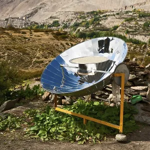 Solar cooker in the Himalaya mountains of Nepal