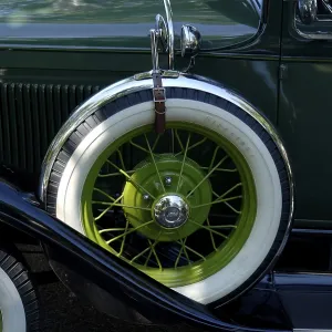 Spare wheel on a 1930 Ford at a Classic Car Show in Belvidere Spare wheel on a 1930 Ford at a Classic Car Show in Belvidere