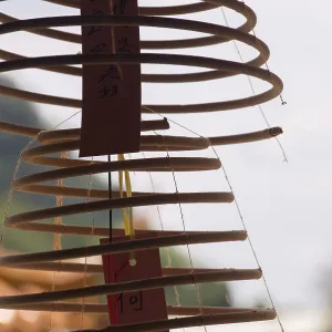 Spiral incenses for prayer in a Buddhist Temple
